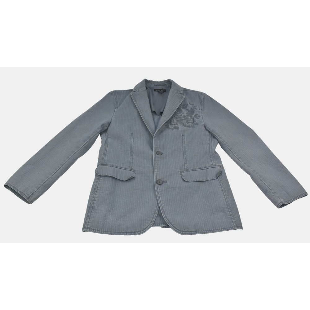 INC Men's Sport Blazer Size M Grey Cotton Coat Embroidered Eagle -Flaws-